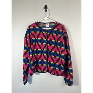 Vtg David Wayne Fleece Jacket Womens 80s 90s Southwestern Full‎ Zip Made In USA